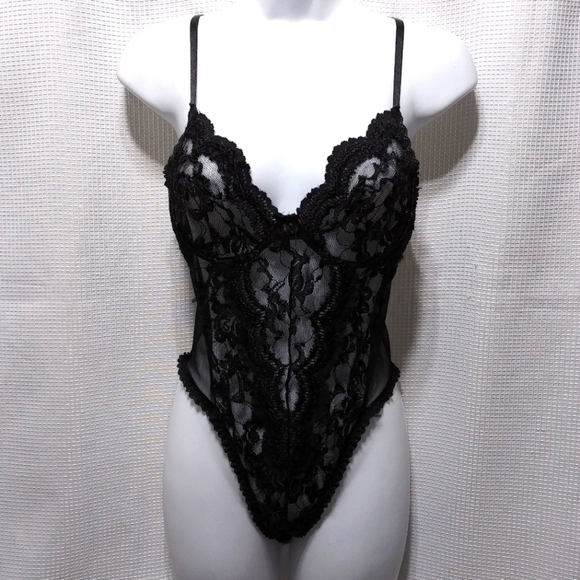 SEXY black lace Teddy negligee - Picture 1 of 8